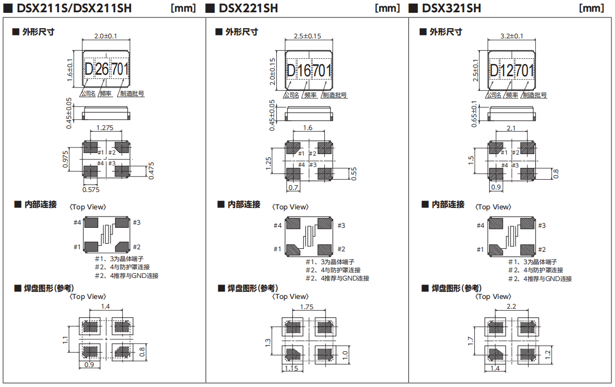 深圳鸿合智远｜DSX211S/SH/221SH/321SH：表面贴装型与MHz带晶体谐振器