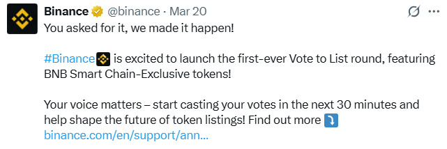 Binance 今日开启第一批下架投票，社区共治时代来临